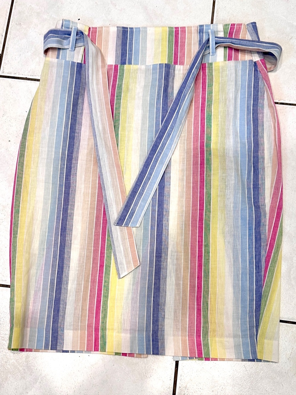 7th Avenue New York & Company Striped Linen Blend Skirt Size 16 Resortwear